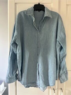 Brunette The Label Light Blue Casual Button-Down Shirt